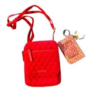 Vera Bradley Crossbody Bag/Mini Hipster, Tango Red and Bonus ID Wallet!